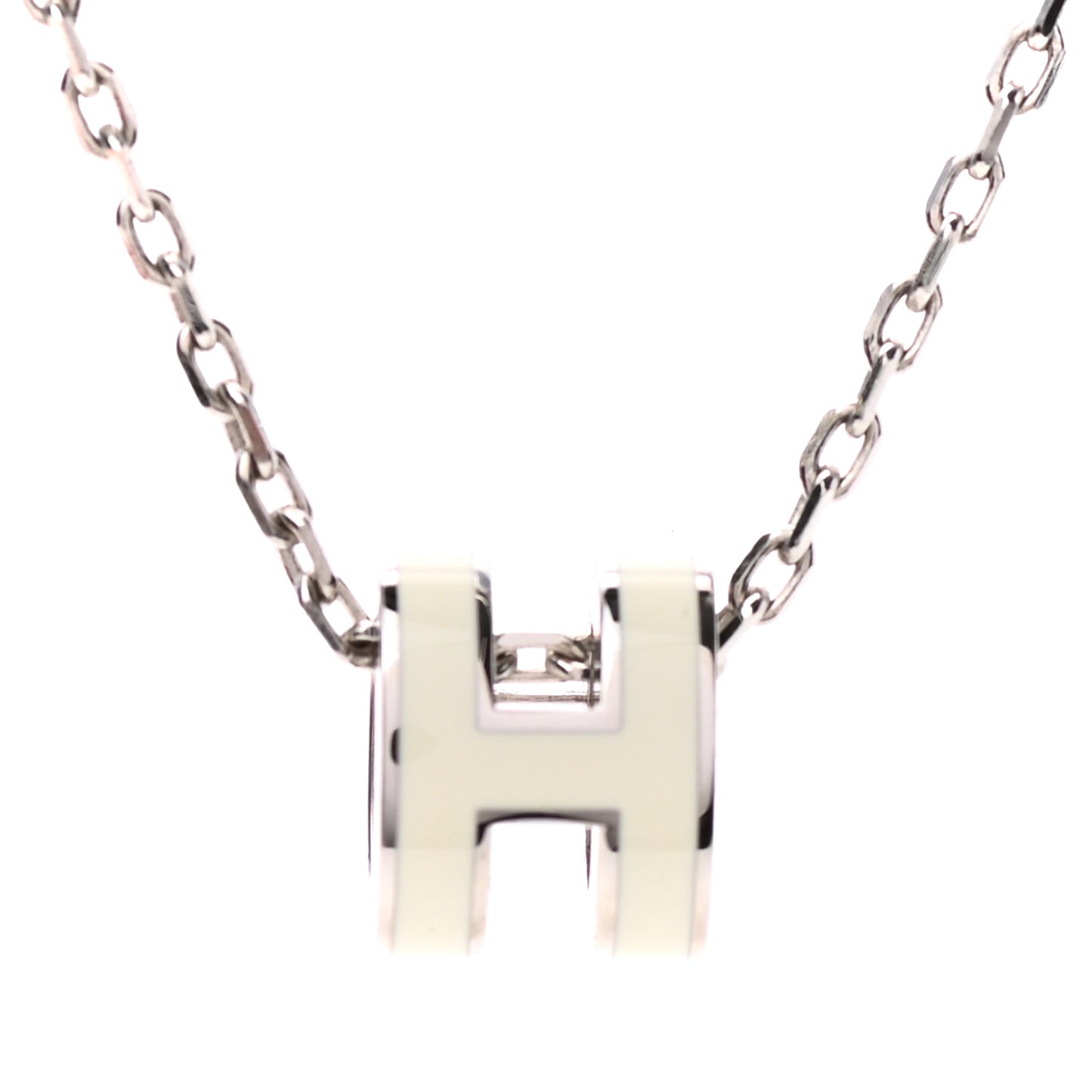 Lacquered Palladium Mini Pop H Pendant Necklace White