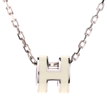 Hermes Lacquered Palladium Mini Pop H Pendant Necklace White 4 of 5