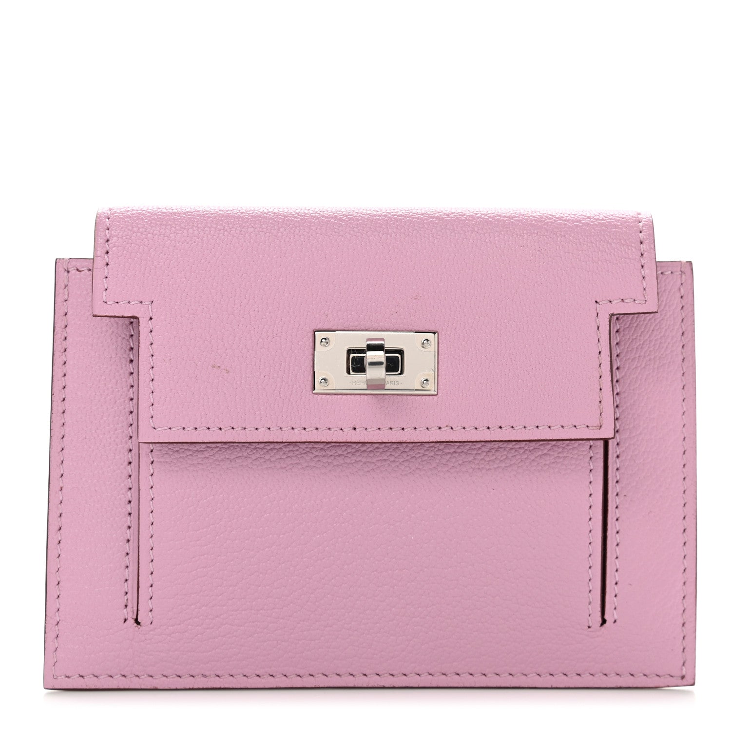Hermes Chevre Mysore Kelly Pocket Compact Wallet Mauve Sylvestre 1 of 9