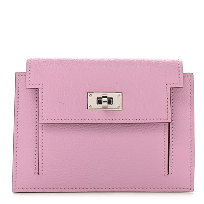 Hermes Chevre Mysore Kelly Pocket Compact Wallet Mauve Sylvestre 1 of 9