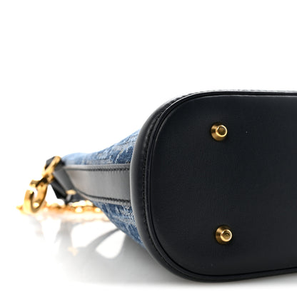 Christian Dior Denim Oblique Jacquard Medium C'est Chain Bucket Bag Denim Blue 8 of 9