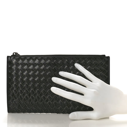 Bottega Veneta Nappa Intrecciato Flat Zip Pouch Black 2 of 8