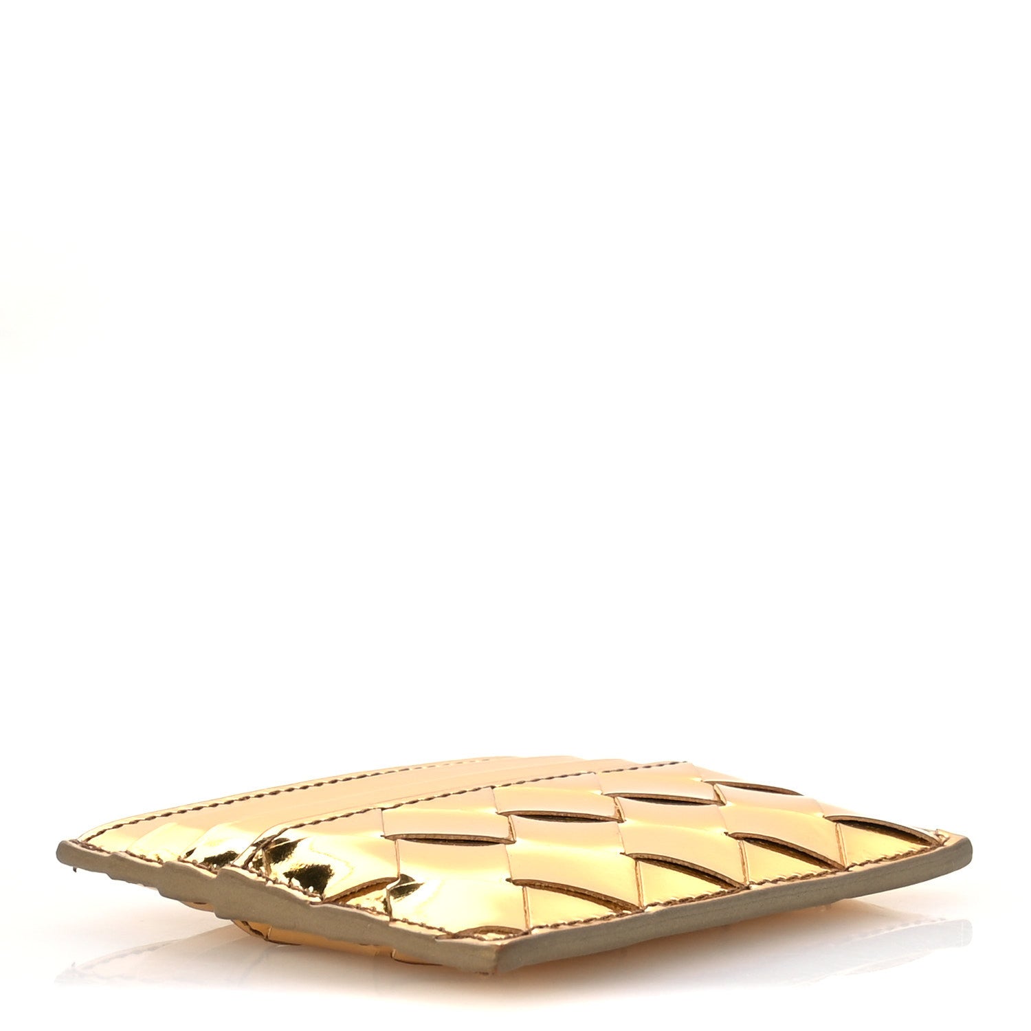 Bottega Veneta Mirror Laminated Nappa Intrecciato Card Holder Gold 4 of 8