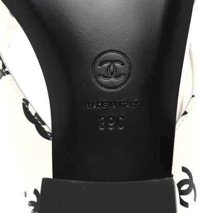 Chanel Lambskin Printed CC Thong Sandals 39 White Black 6 of 9