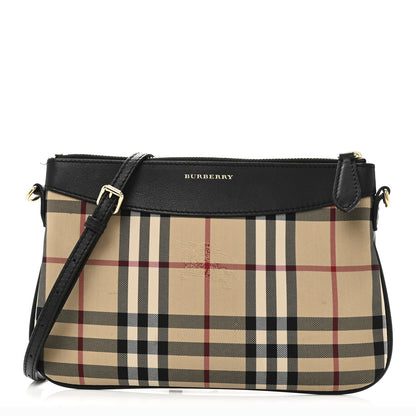 Burberry Horseferry Check Peyton Crossbody Clutch Bag Black 1 of 12