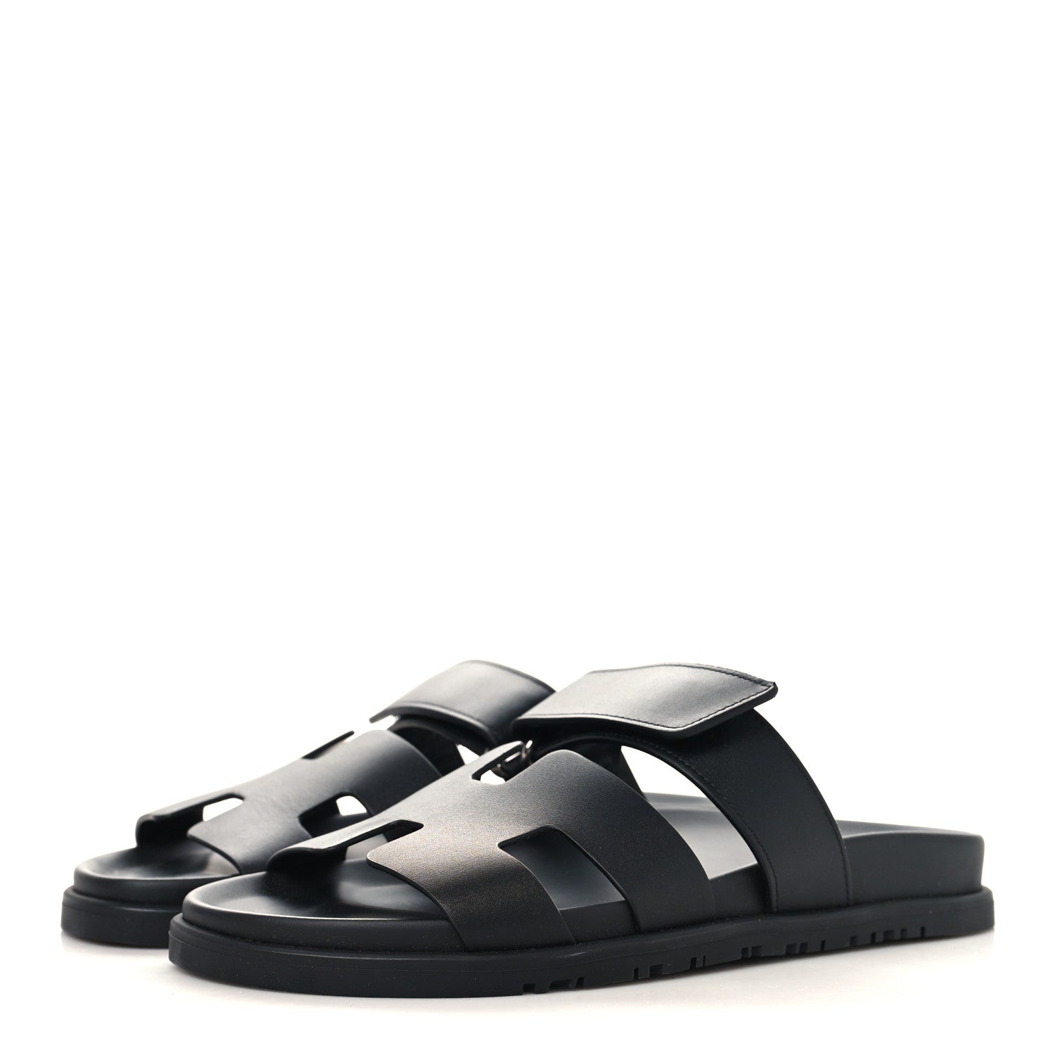 Hermes Calfskin Womens Chypre Sandals 38 Black 4 of 10