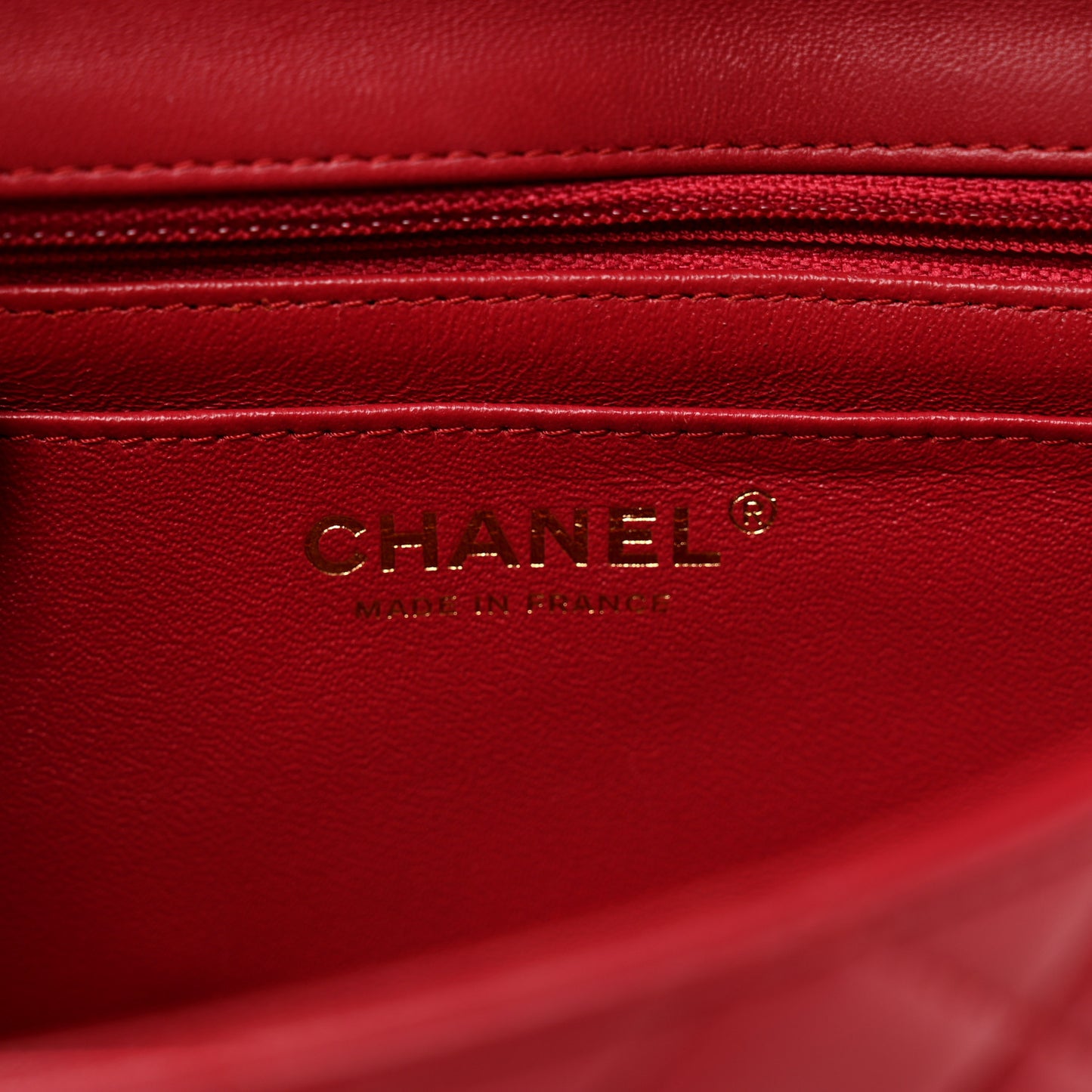 Lambskin Quilted Mini Rectangular Flap Red