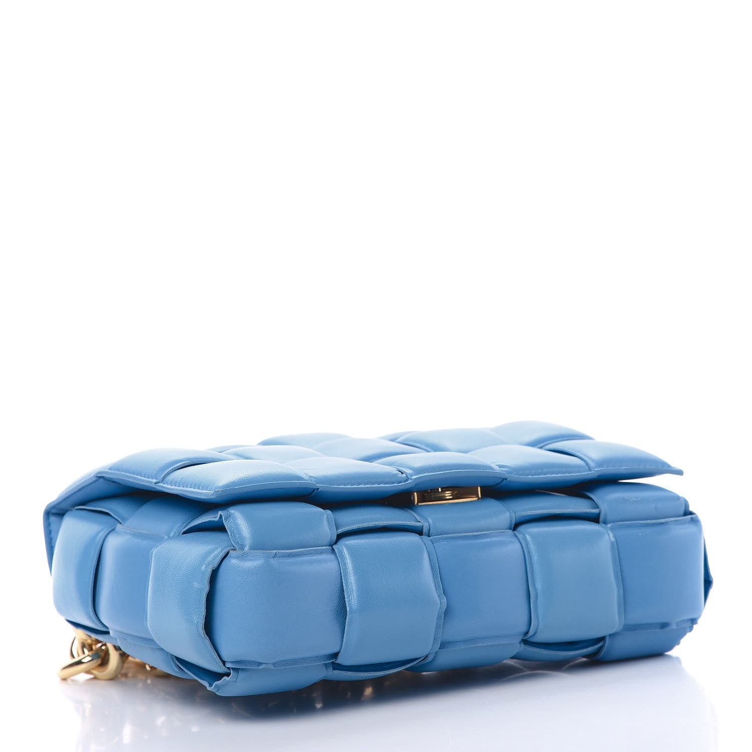 Bottega Veneta Lambskin Maxi Intreccio Padded Chain Cassette Crossbody Bag Swimming Pool 4 of 15