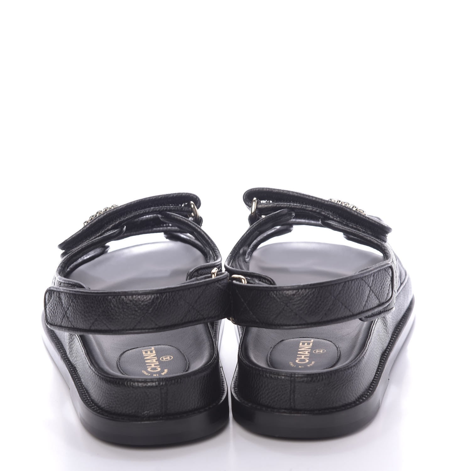 Chanel Grained Calfskin Velcro Dad Sandals 39 Black 5 of 10