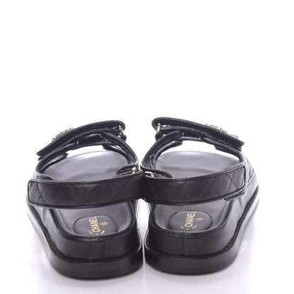Chanel Grained Calfskin Velcro Dad Sandals 39 Black 5 of 10