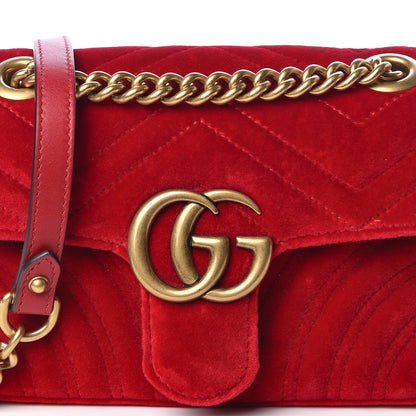 Gucci Velvet Matelasse Mini GG Marmont Shoulder Bag Hibiscus Red 12 of 12