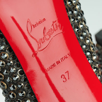 Christian Louboutin Suede Burma Ring Strass Pigalle 120 Pumps 37 Hematite Silver 6 of 7