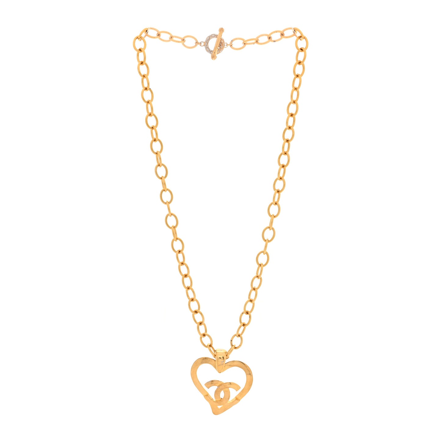 CC Heart Chain Pendant Necklace Gold