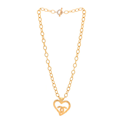 Chanel CC Heart Chain Pendant Necklace Gold 3 of 5