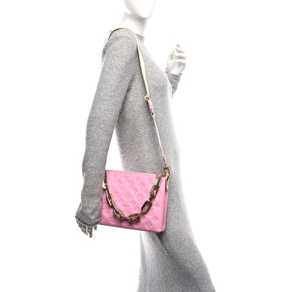 Louis Vuitton Lambskin Embossed Monogram Coussin PM Rose Bonbon 2 of 12