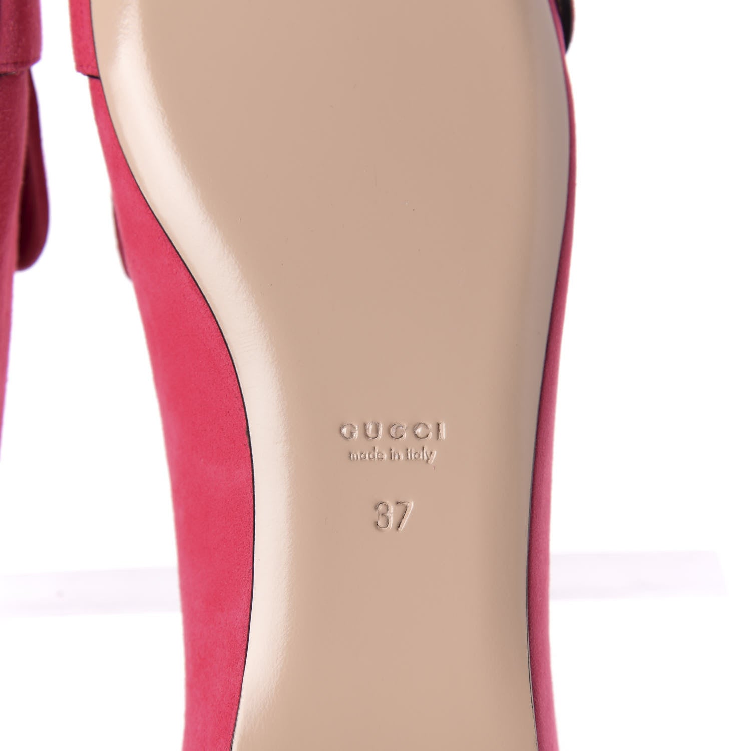 Gucci Kid Scamosciato GG Marmont Fringe Flats 37 Hot Pink 8 of 10