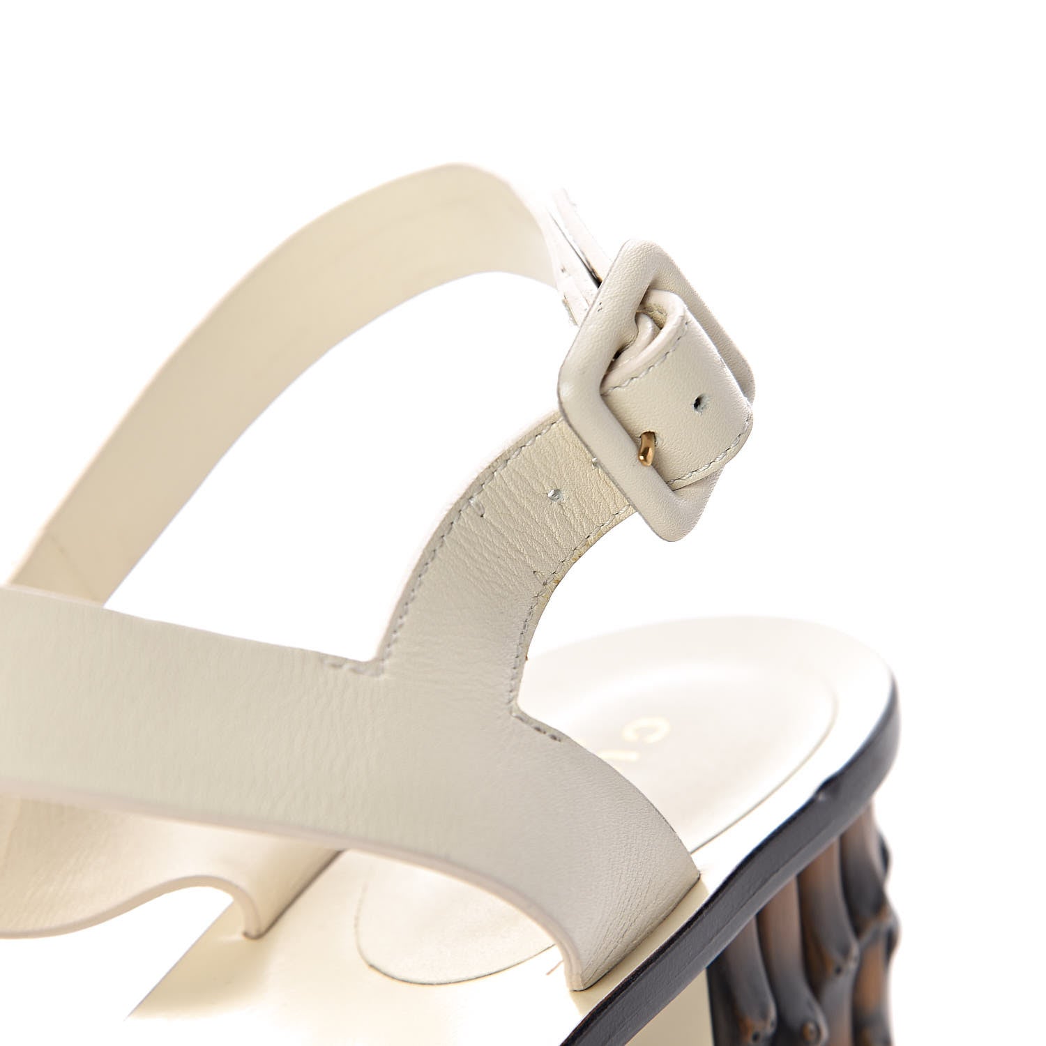 Gucci Calfskin Bamboo T-Strap Thong Sandals 39 White 9 of 12
