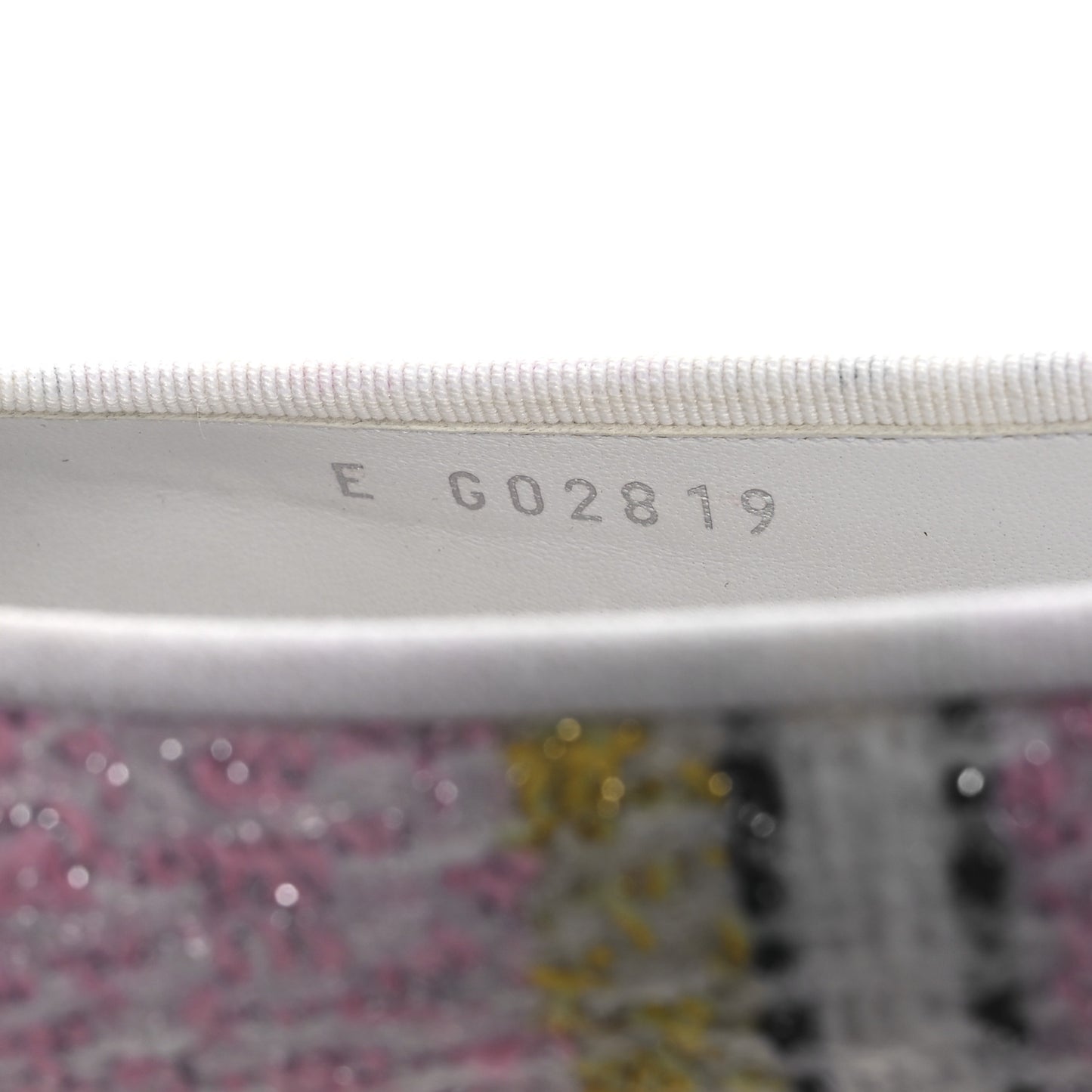 Tweed Grosgrain Cap Toe Ballerina Flats 38 White Pink Black