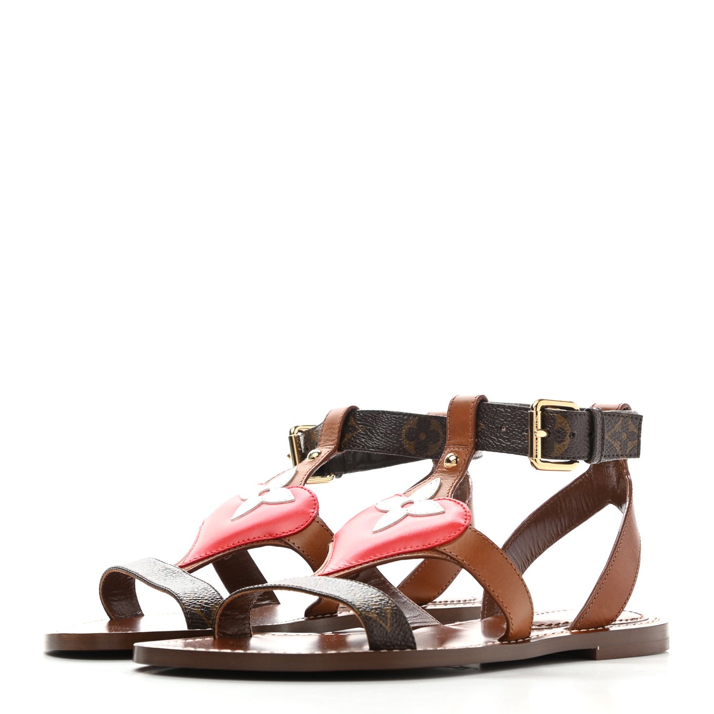 Monogram Game On Playful Flat Sandals 38 Brown