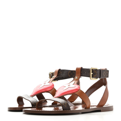 Louis Vuitton Monogram Game On Playful Flat Sandals 38 Brown 3 of 8