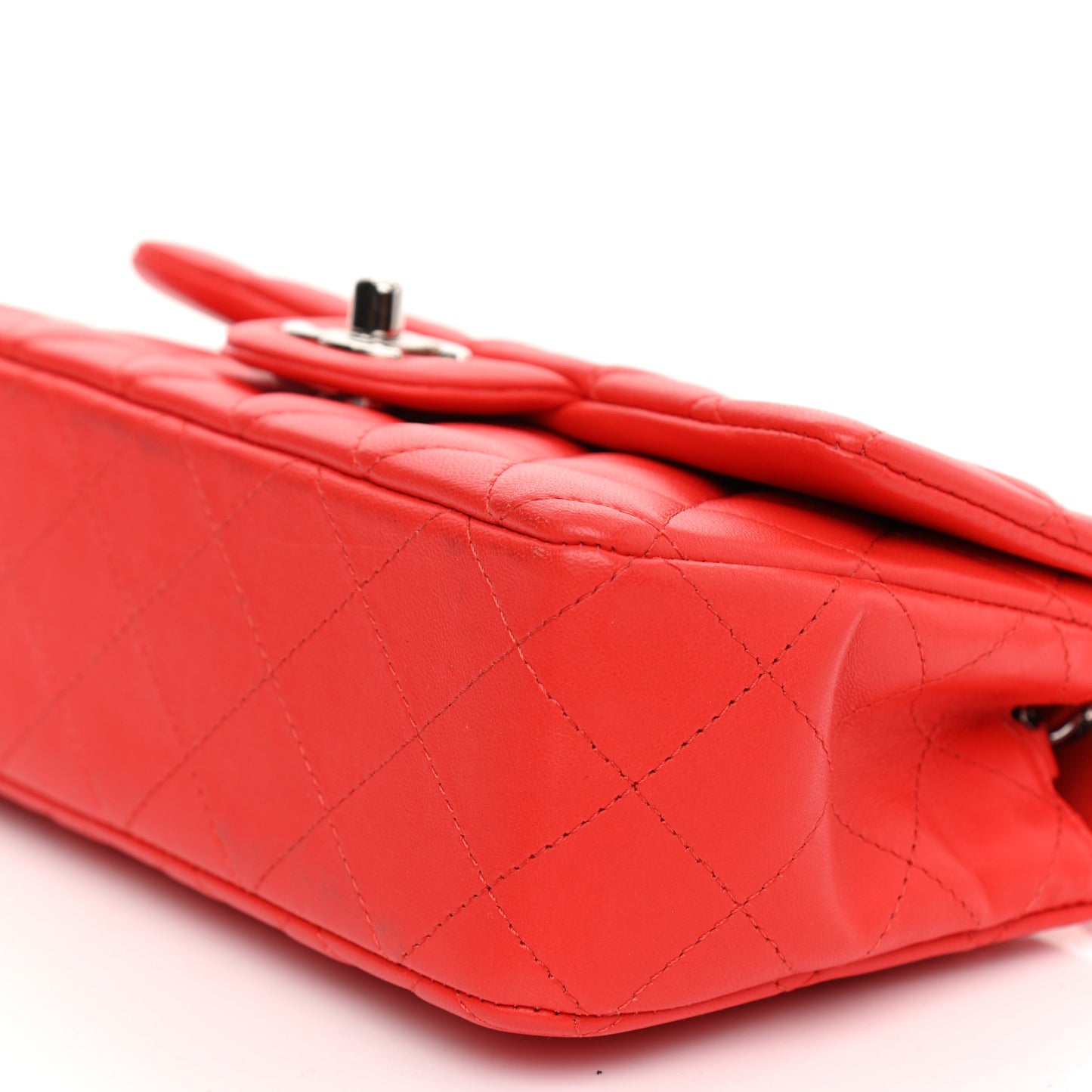 Lambskin Quilted Mini Rectangular Flap Red