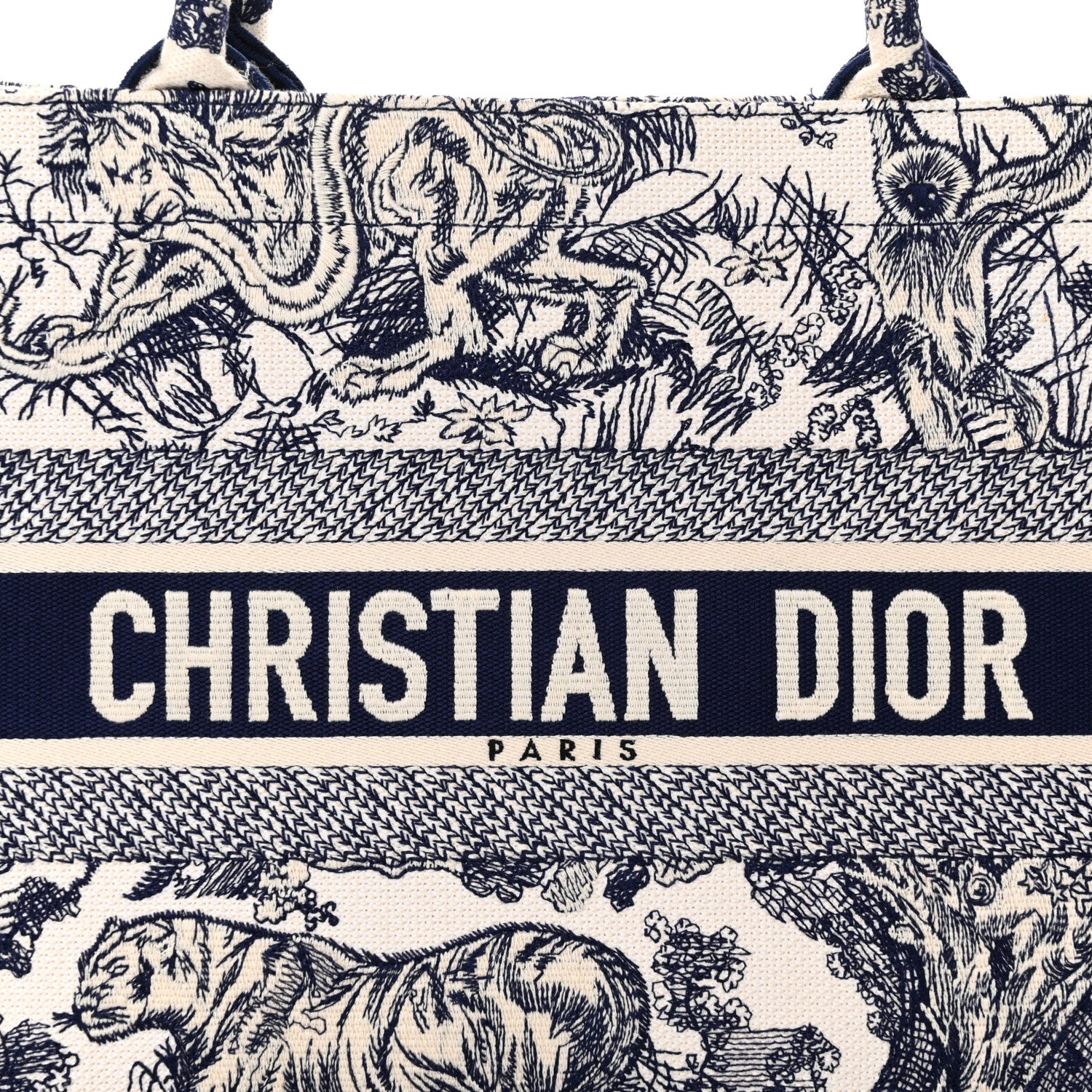 Christian Dior Canvas Embroidered Medium Toile De Jouy Reverse Book Tote Blue 8 of 12