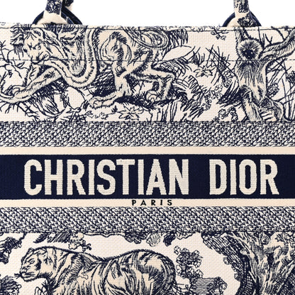 Christian Dior Canvas Embroidered Medium Toile De Jouy Reverse Book Tote Blue 8 of 12