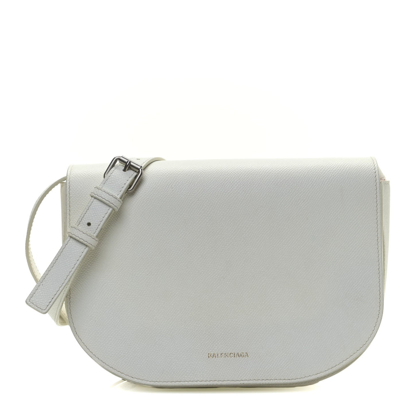 Signature Grained Calfskin Logo S Ville Day Bag White