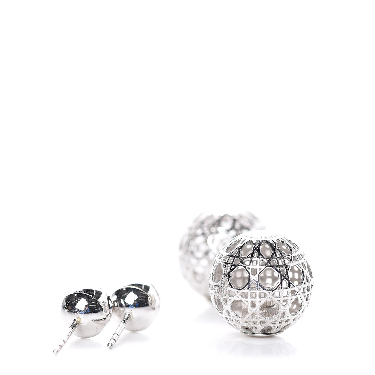 Christian Dior Cannage Mise En Dior Tribal Earrings Silver 3 of 4