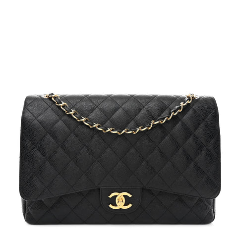 Caviar Quilted Maxi Double Flap Black