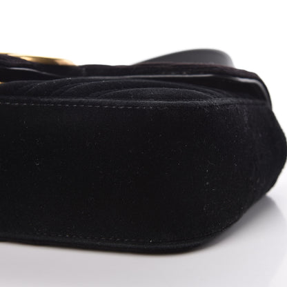 Gucci Velvet Matelasse Mini GG Marmont Shoulder Bag Black 9 of 9