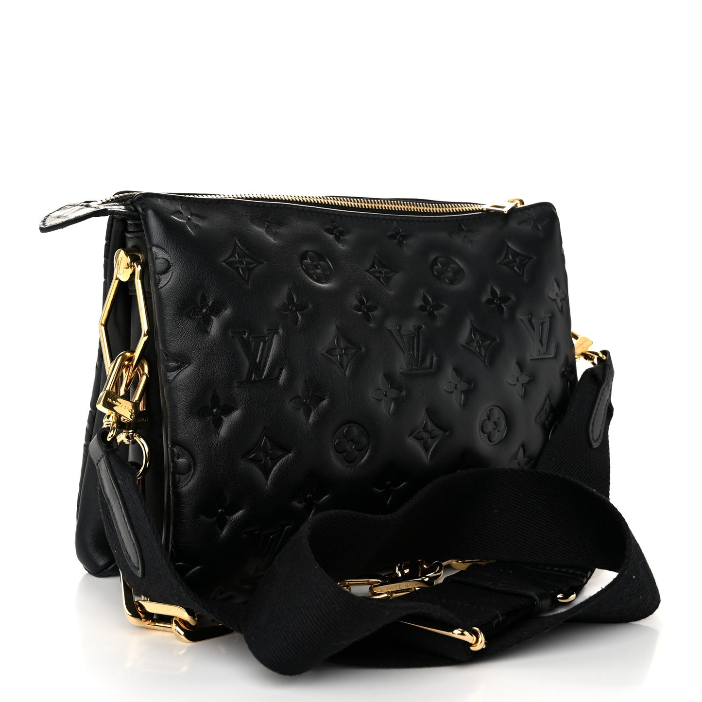 Lambskin Embossed Monogram Coussin PM Black