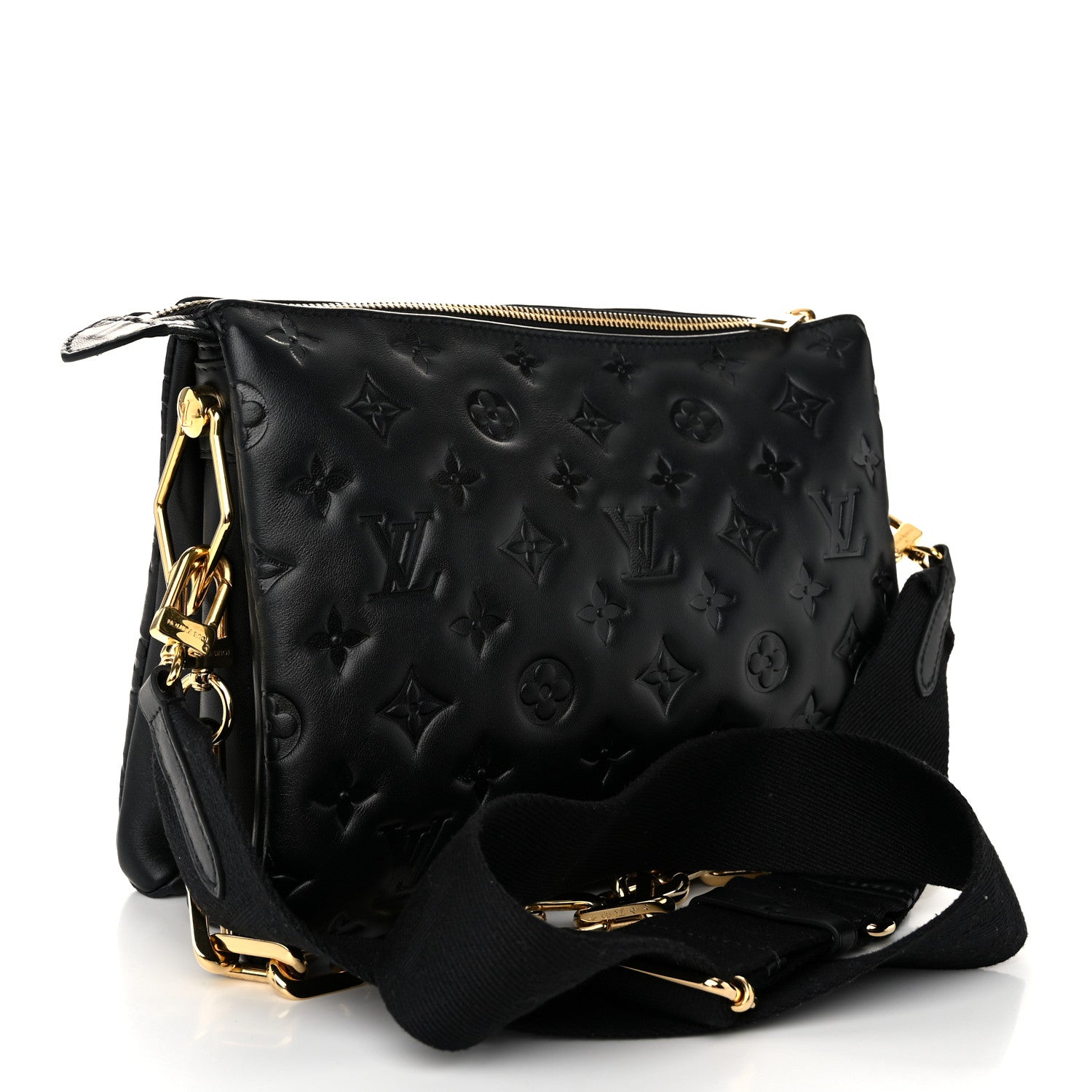 Louis Vuitton Lambskin Embossed Monogram Coussin PM Black 3 of 11