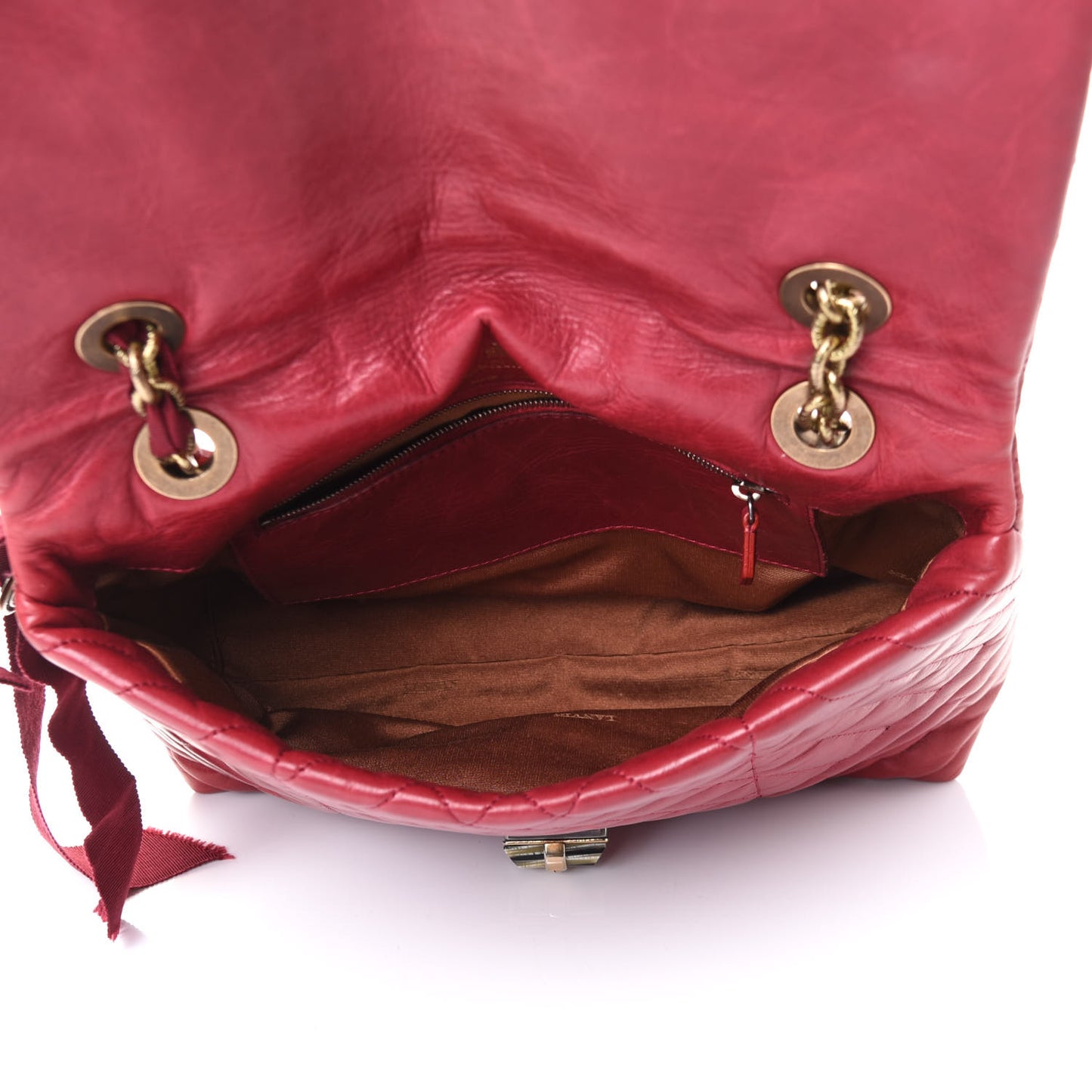 Lambskin Quilted Medium Happy Shoulder Bag Red