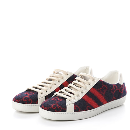 Gucci Covered Wool Big GG Monogram Mens Sneakers 8 Blue Red Mystic White 3 of 7