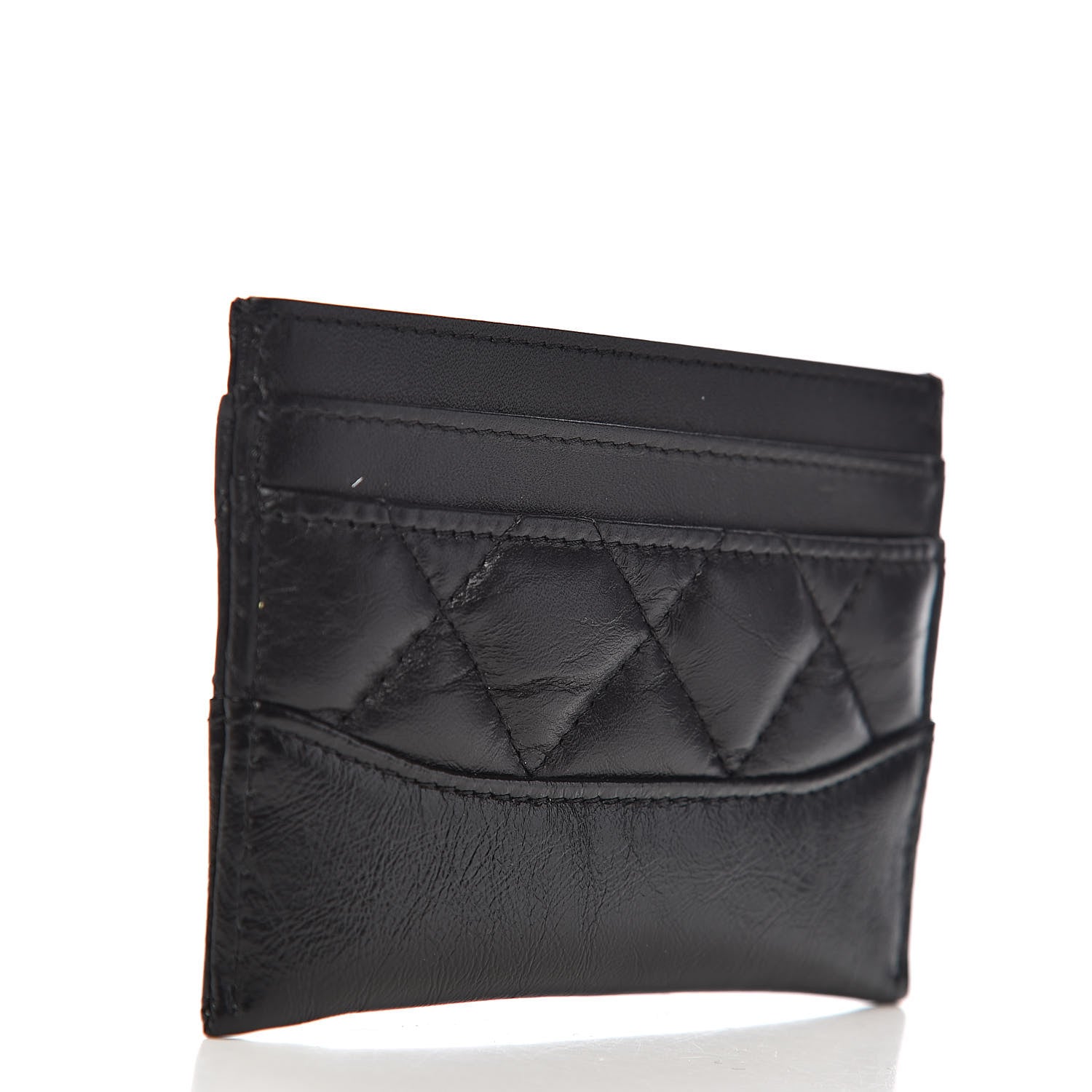 Chanel Aged Calfskin Quilted Gabrielle Card Holder Black 3 of 9
