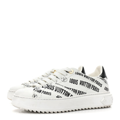 Louis Vuitton Calfskin Printed Time Out Trainer Sneakers 38 White 3 of 11