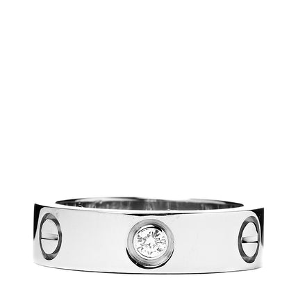Cartier 18K White Gold 3 Diamond 5.5mm LOVE Ring 54 6.75 1 of 6