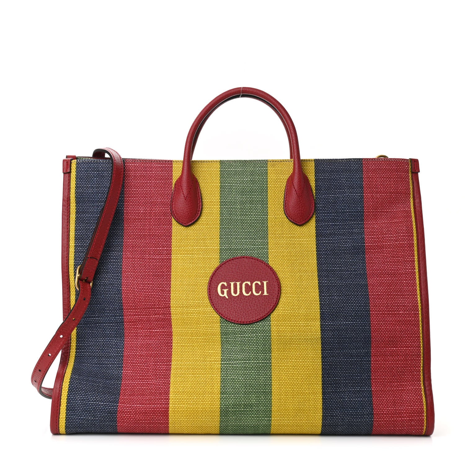 Gucci Canvas Marley Stripe Script Logo Large Gucci 100 Tote Bag Multicolor 1 of 10