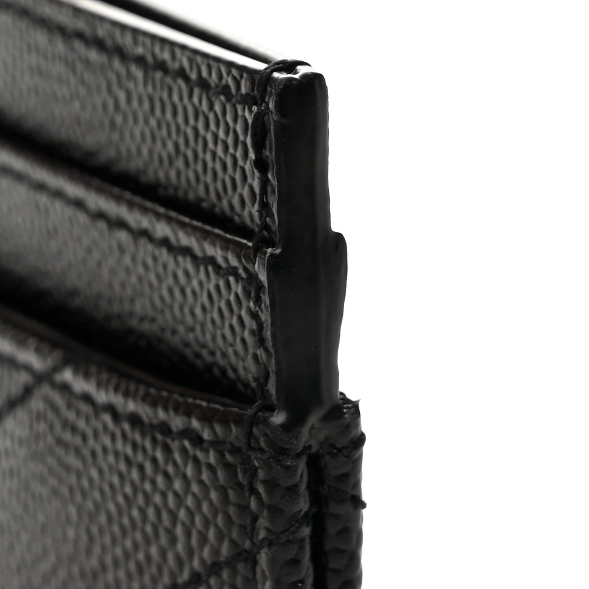 Saint Laurent Grain De Poudre Matelasse Chevron Monogram Credit Card Case Black 8 of 9