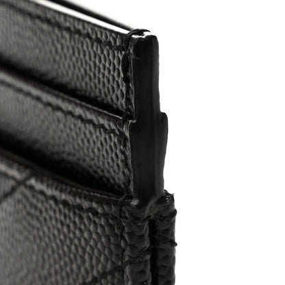 Saint Laurent Grain De Poudre Matelasse Chevron Monogram Credit Card Case Black 8 of 9