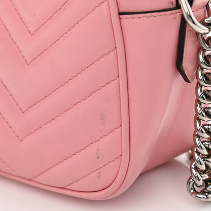 Gucci Calfskin Matelasse Small GG Marmont Chain Shoulder Bag Wild Rose 9 of 12