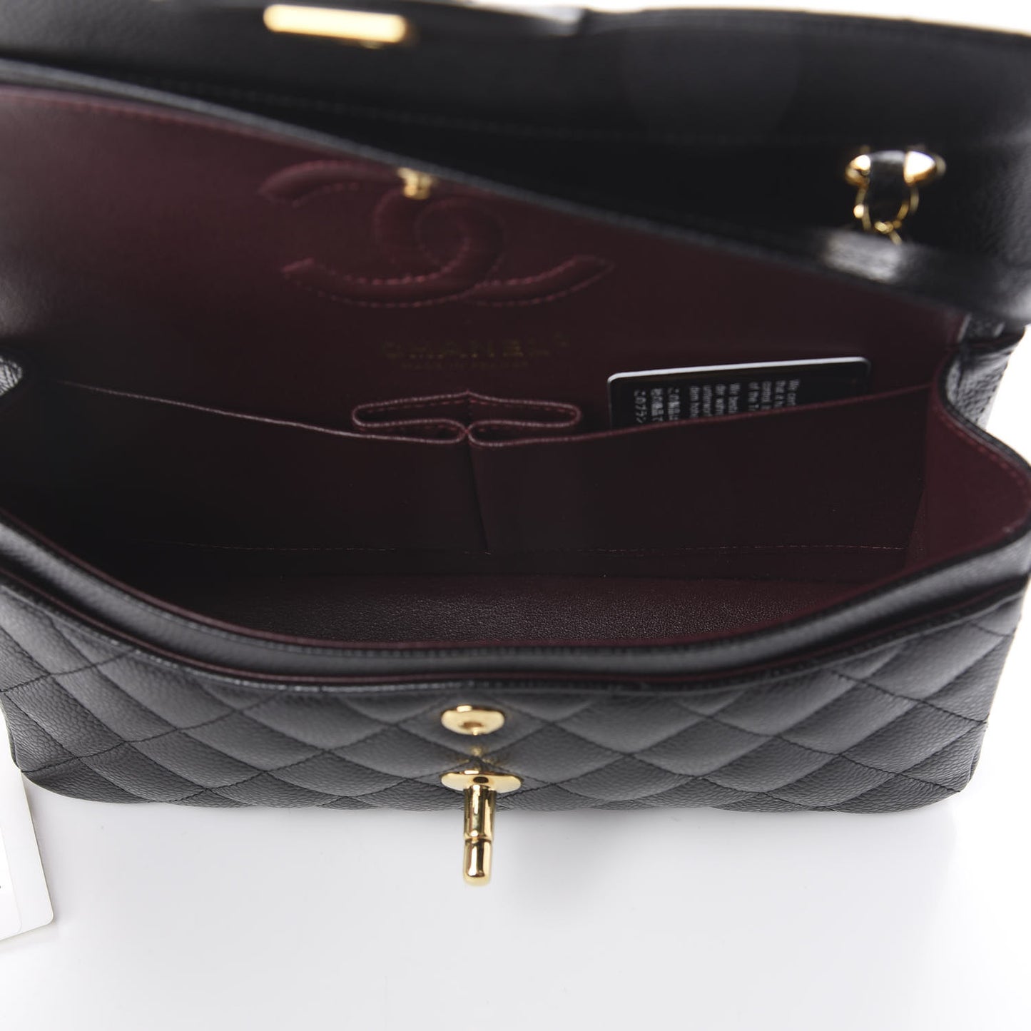 Caviar Quilted Small Double Flap Black