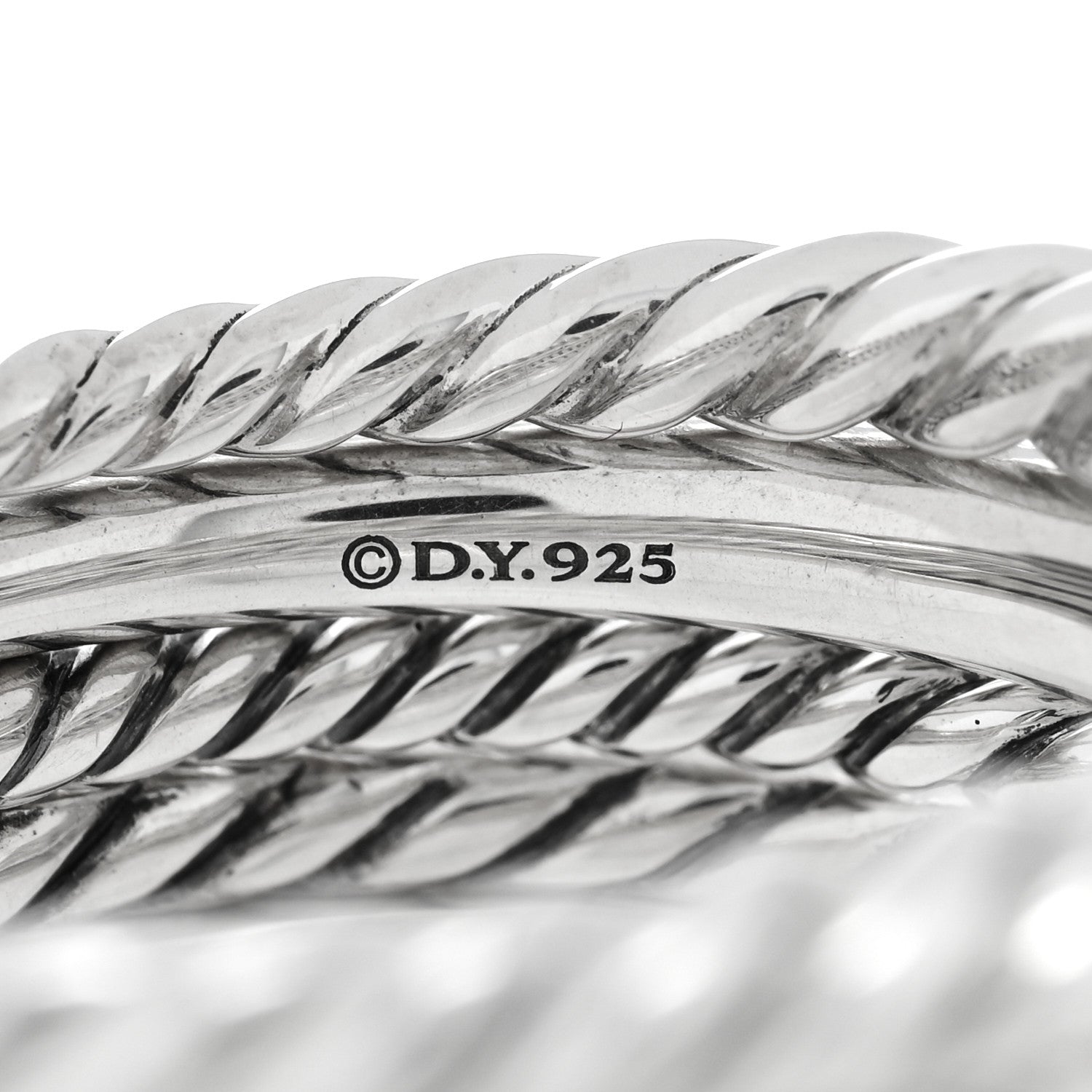 David Yurman Sterling Silver Diamond 16mm Stax Wide Stacked Ring 59 8.75 4 of 4