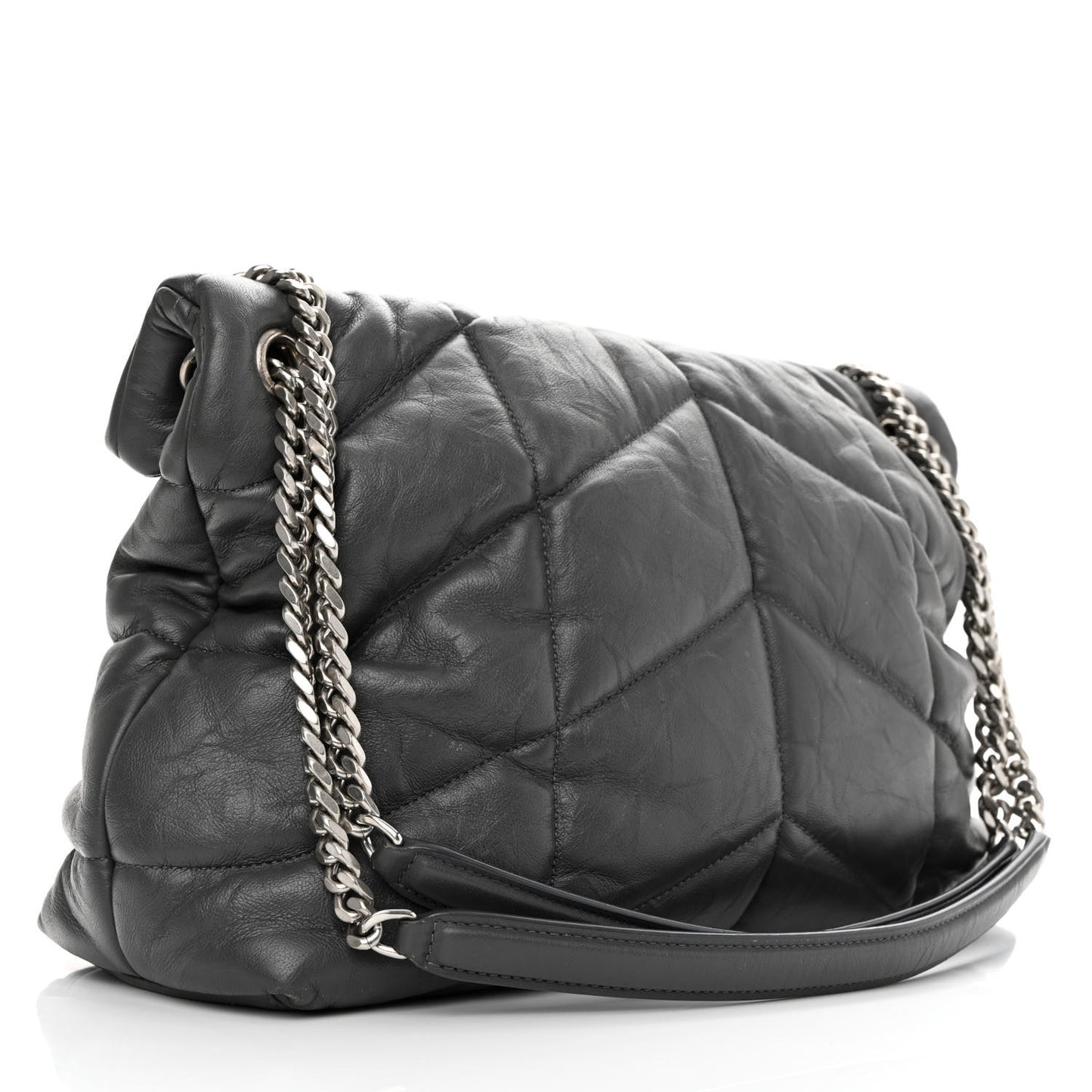 Calfskin Quilted Medium Loulou Puffer Monogram Chain Satchel Storm