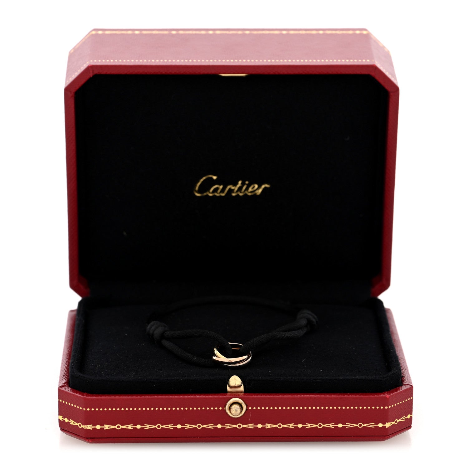 Cartier 18K Pink Yellow White Gold Trinity Adjustable Cord Bracelet Black 4 of 4