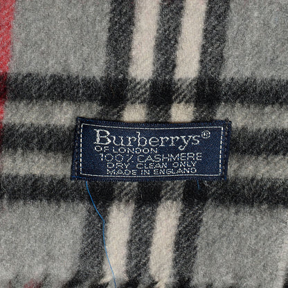 Burberry Cashmere Nova Check Fringe Scarf Charcoal 4 of 4