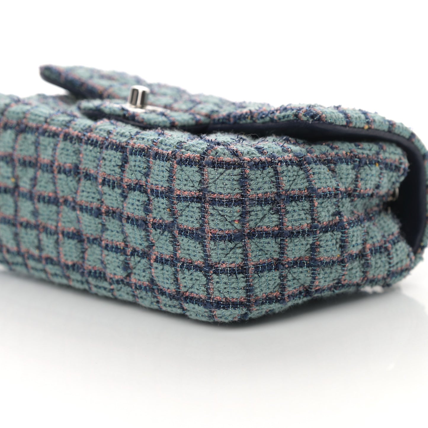 Tweed Quilted Mini Rectangular Flap Green Navy Dark Beige