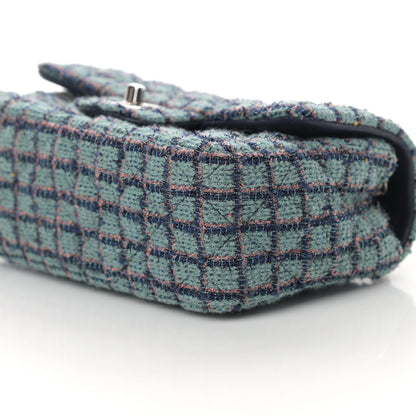 Chanel Tweed Quilted Mini Rectangular Flap Green Navy Dark Beige 9 of 10