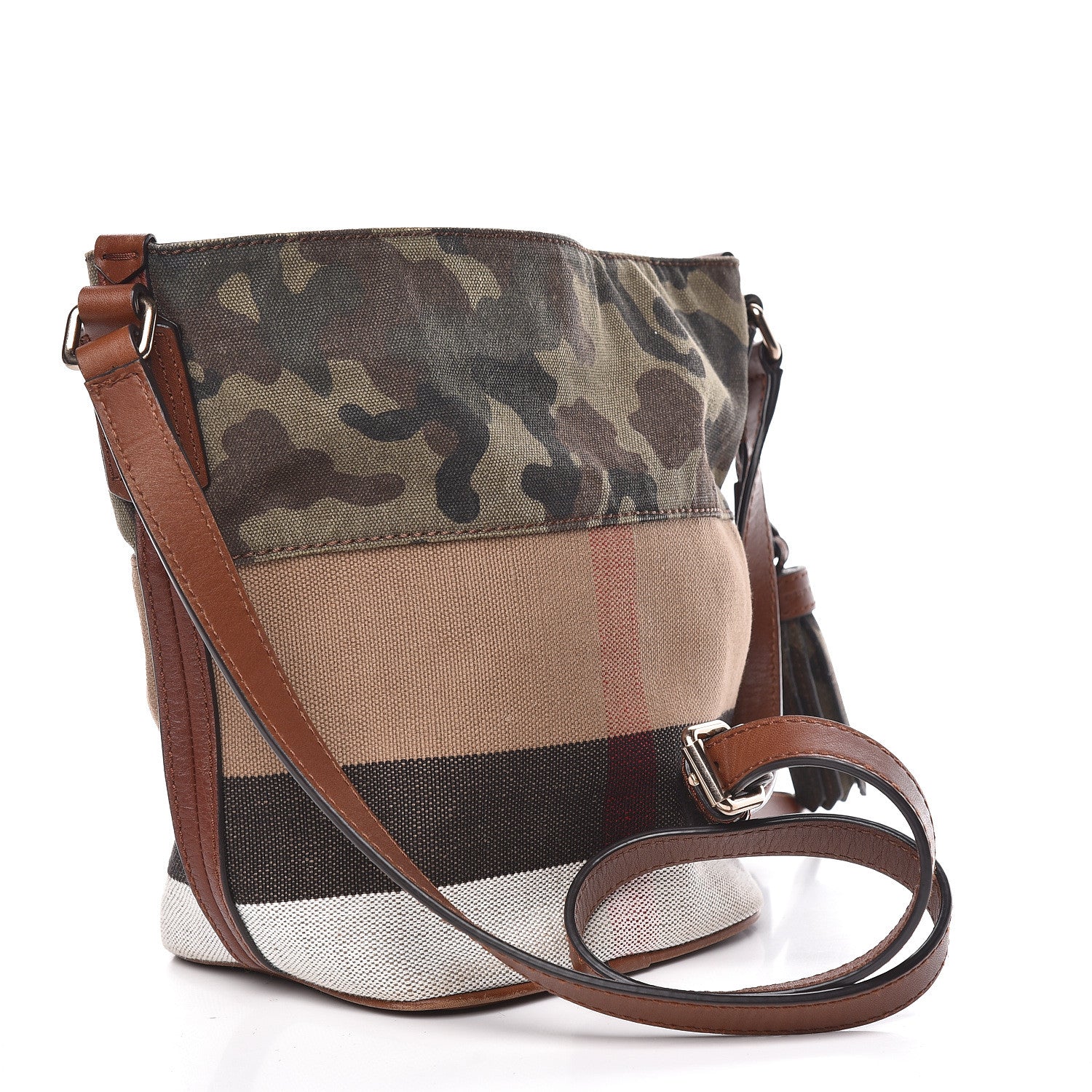 Burberry Canvas Mega Check Camouflage Mini Susanna Hobo Russet Brown 3 of 15